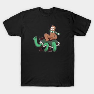 Funny Sloth Riding a Tortoise Turtle T-Shirt